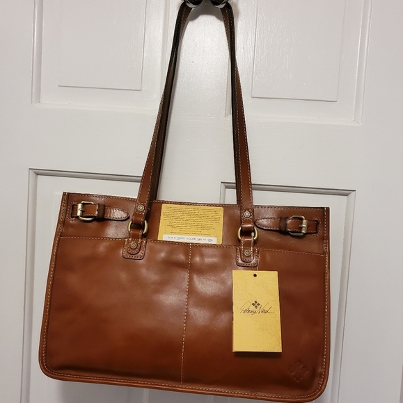 NWT Patricia Nash Olivenza British Tan Leather Tote/Shoulder Bag Classic…